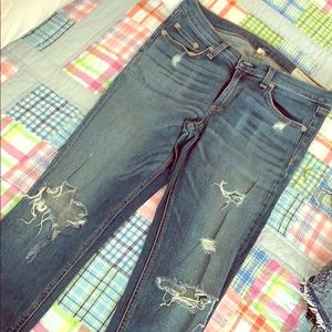 Rag and bone Capri ripped zip bottom skinny jeans